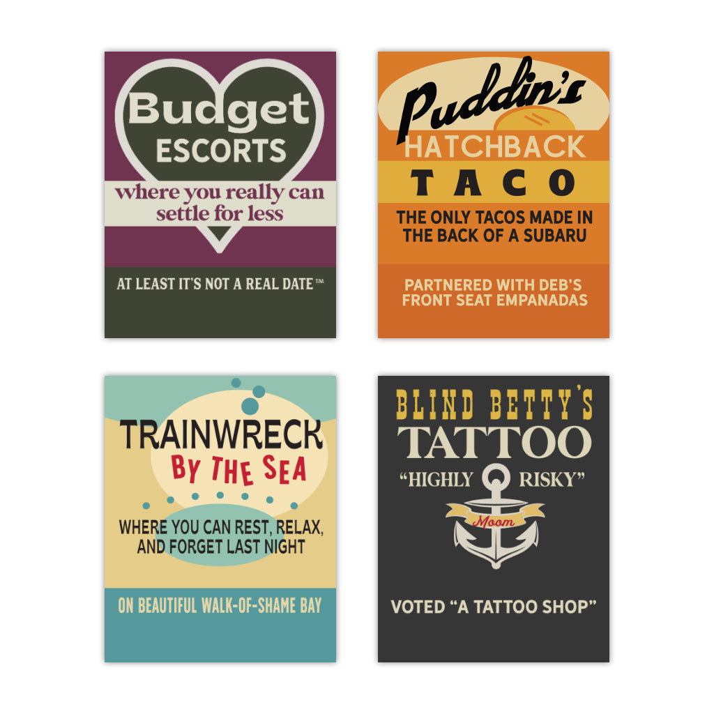 Old School Matchbooks Variety Pack: Budget Escorts - Matchbooks